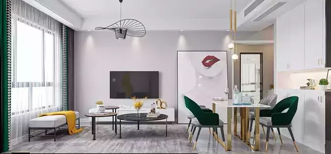 Modern light luxury living room model