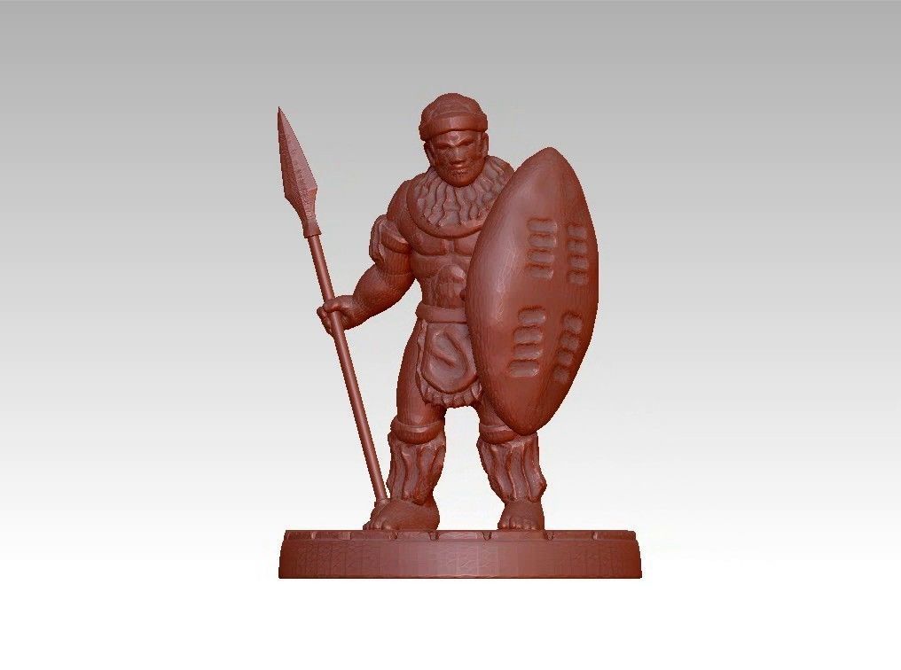 African warrior statue 3D print model_21