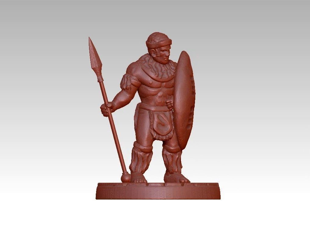 African warrior statue 3D print model_3