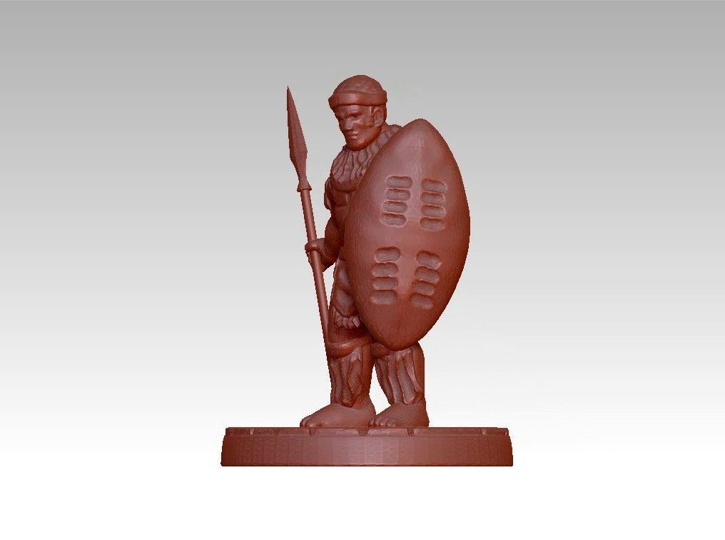 African warrior statue 3D print model_19
