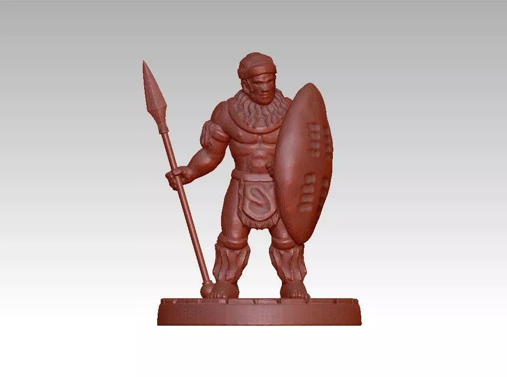 African warrior statue 3D print model_0