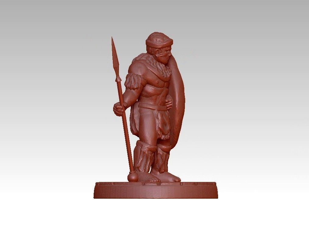 African warrior statue 3D print model_5