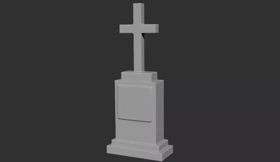 Cross Stone Grave v01 3D print model_0