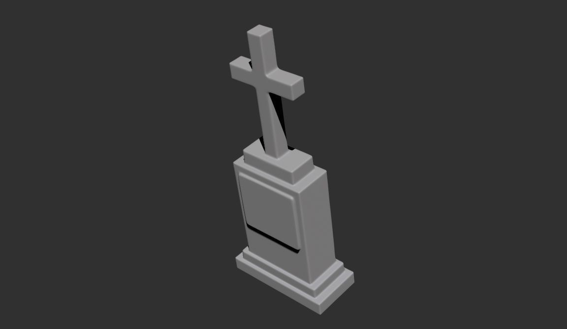 Cross Stone Grave v01 3D print model_2