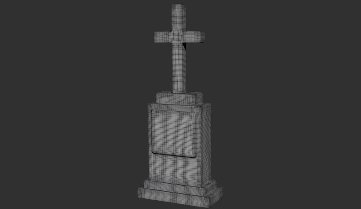 Cross Stone Grave v01 3D print model_3