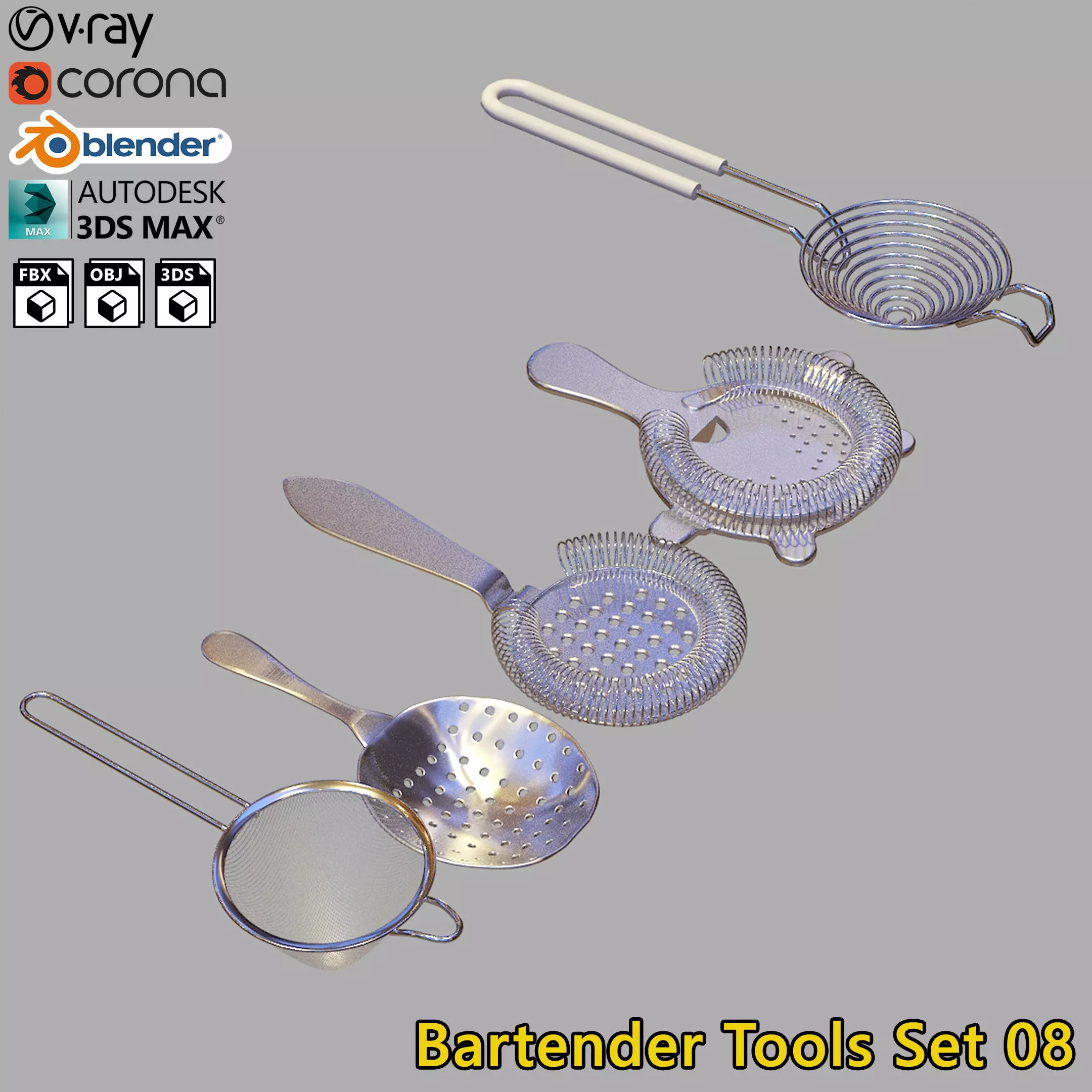 Bartender Tools Set 08 3D model