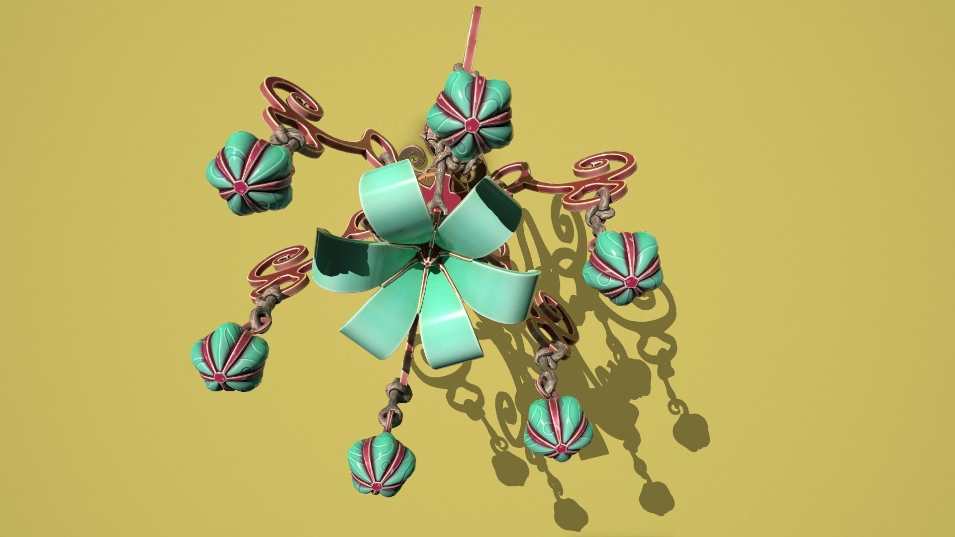 Fantasy flower chandelier Low-poly 3D model_1