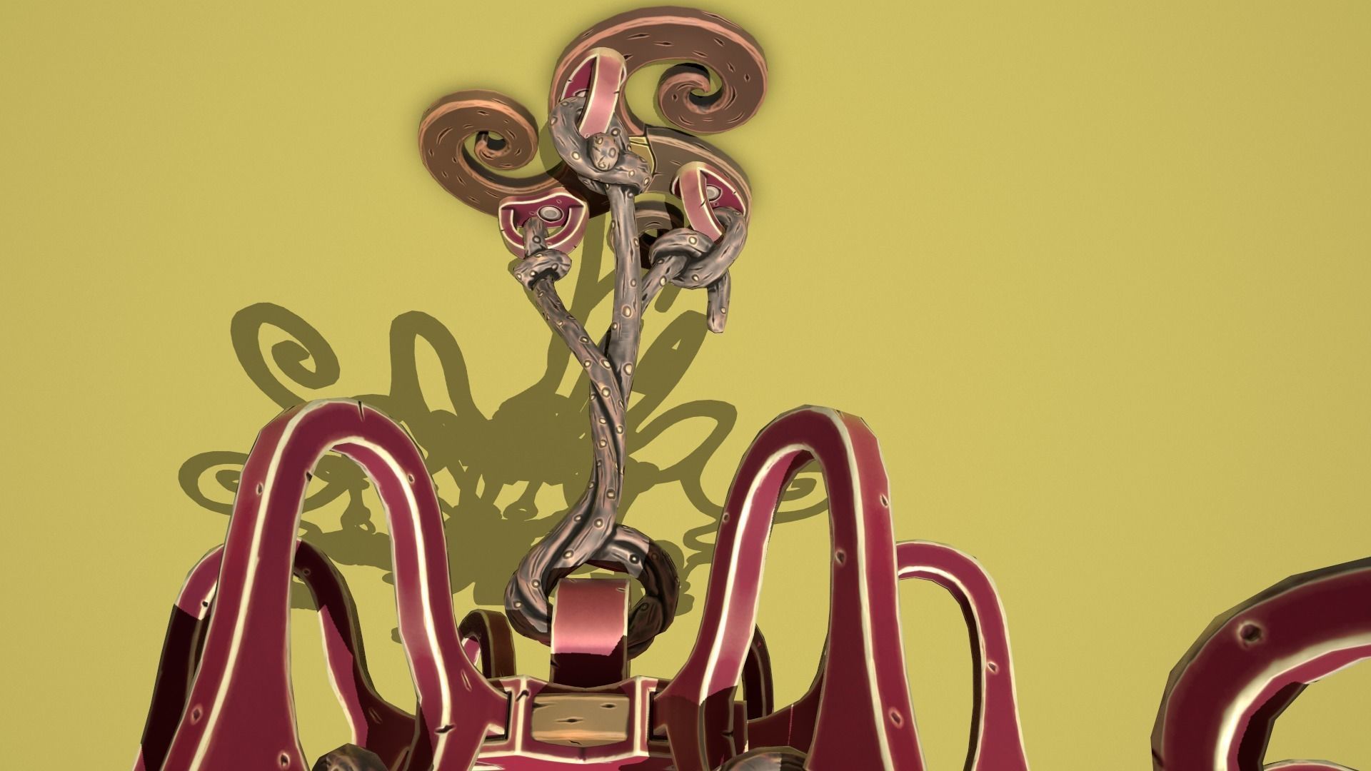 Fantasy flower chandelier Low-poly 3D model_7