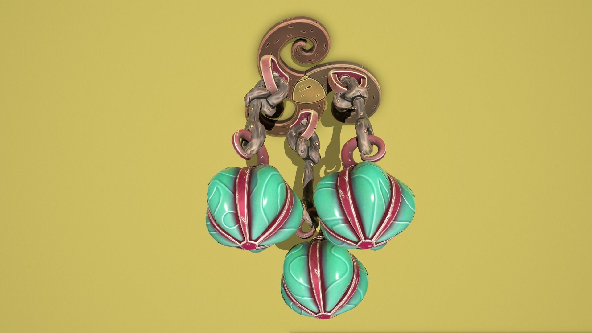 Fantasy flower chandelier Low-poly 3D model_10