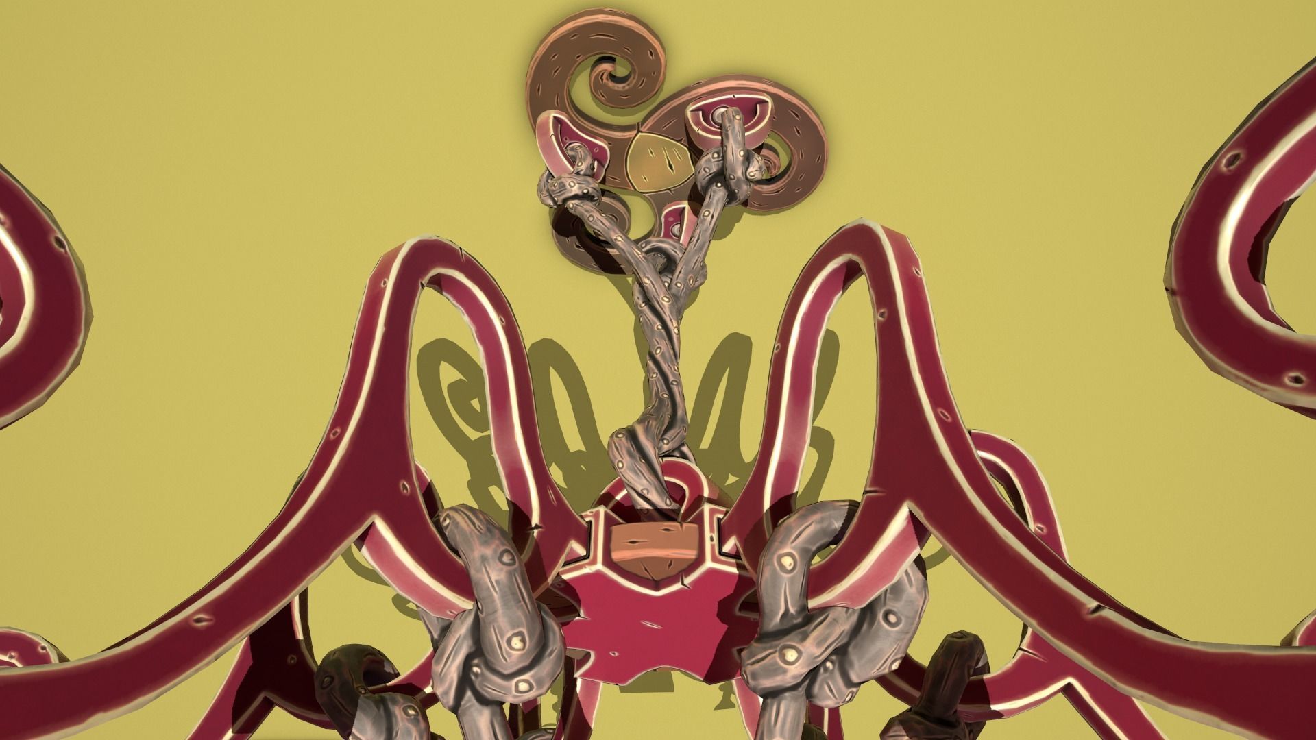 Fantasy flower chandelier Low-poly 3D model_6