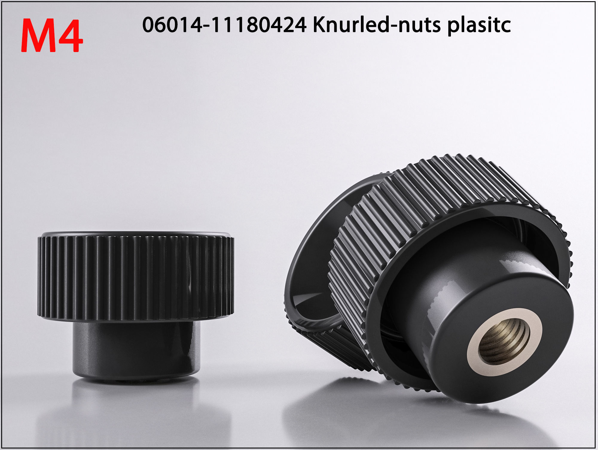 3D Nuts M4 06014 11180424 Knurled plasitc 3D print model 3D print model_2