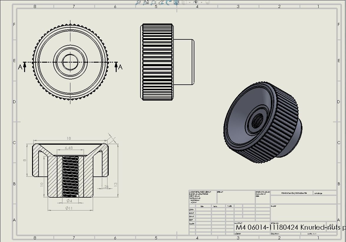 3D Nuts M4 06014 11180424 Knurled plasitc 3D print model 3D print model_6