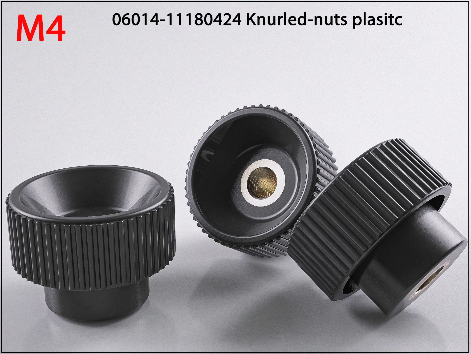 3D Nuts M4 06014 11180424 Knurled plasitc 3D print model 3D print model_10