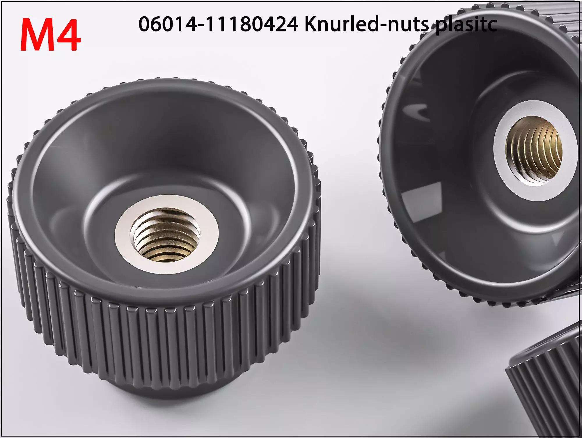 3D Nuts M4 06014 11180424 Knurled plasitc 3D print model 3D print model_0