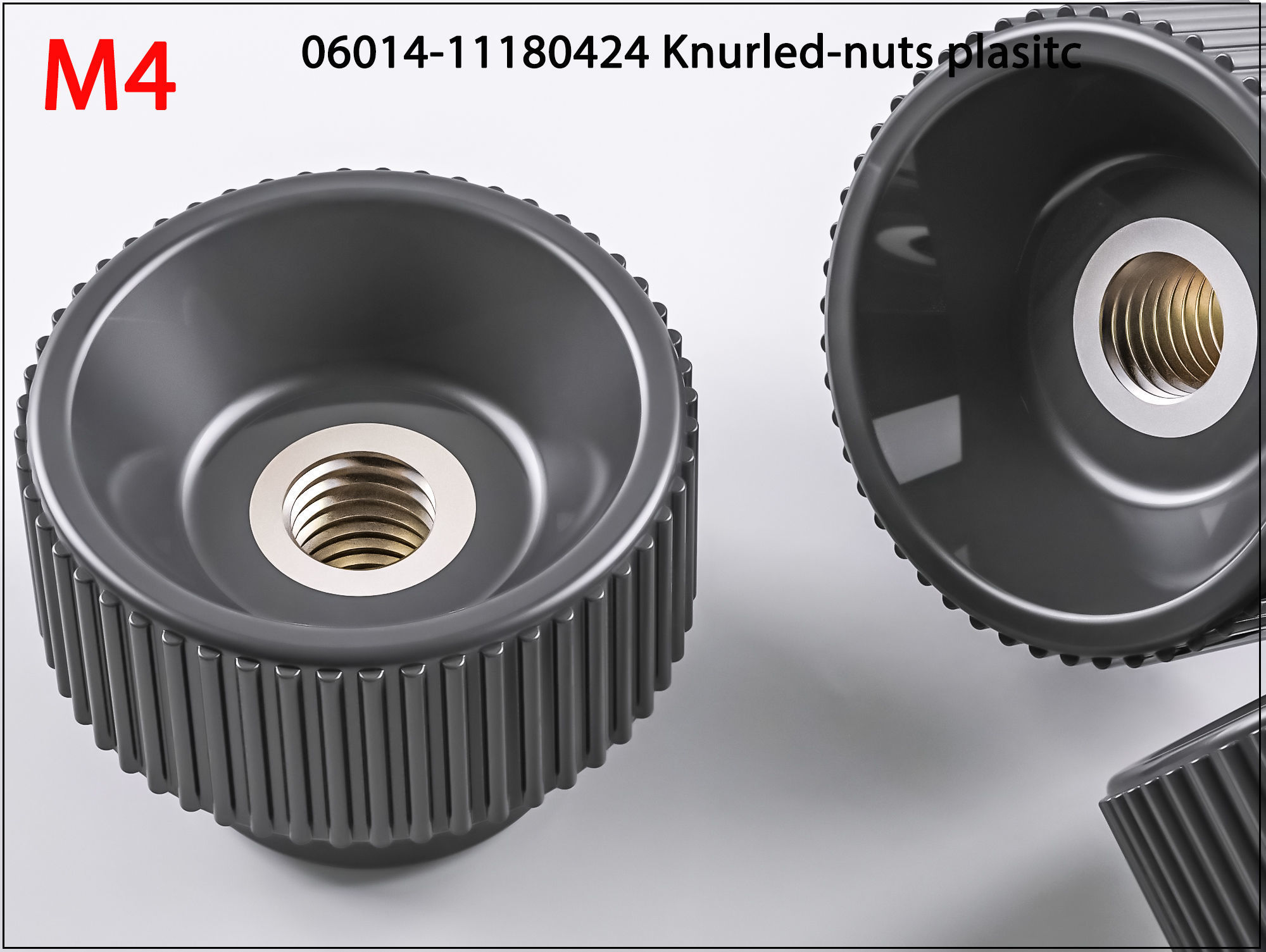 3D Nuts M4 06014 11180424 Knurled plasitc 3D print model