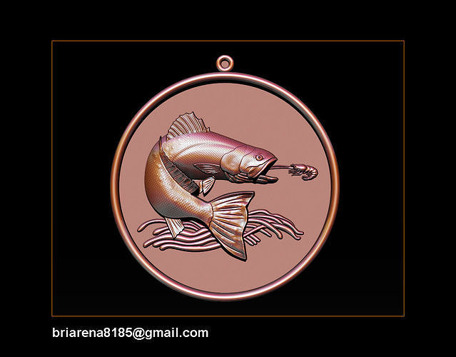 Pendant Little Salmon -  Bas Relief for cnc carving 3D print model