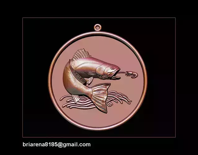 Pendant Little Salmon -  Bas Relief for cnc carving 3D print model
