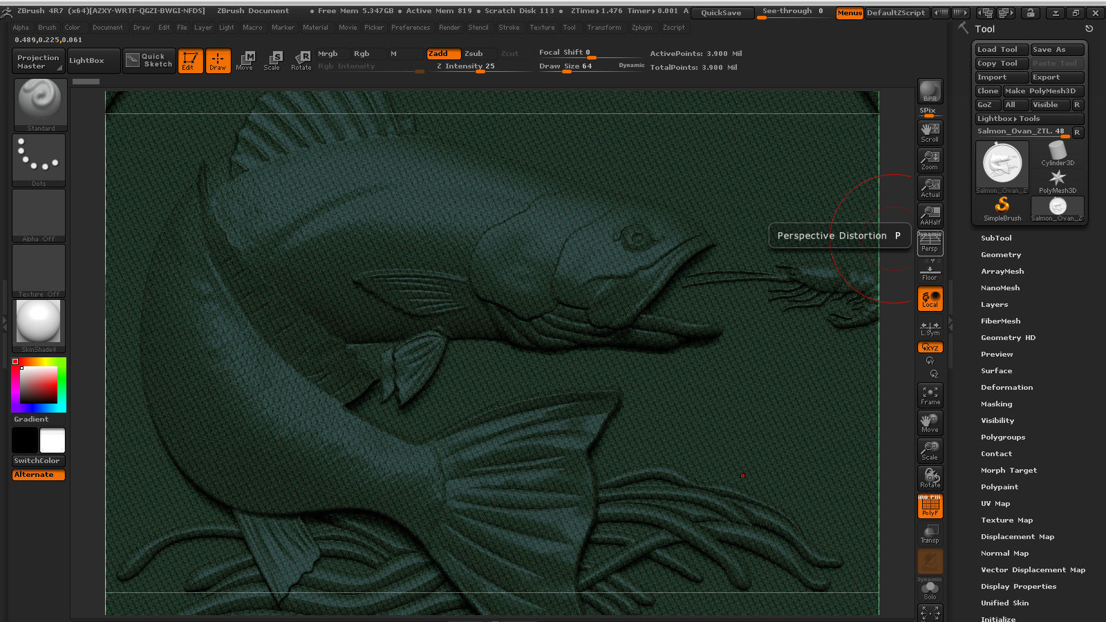 Pendant Little Salmon -  Bas Relief for cnc carving 3D print model_23