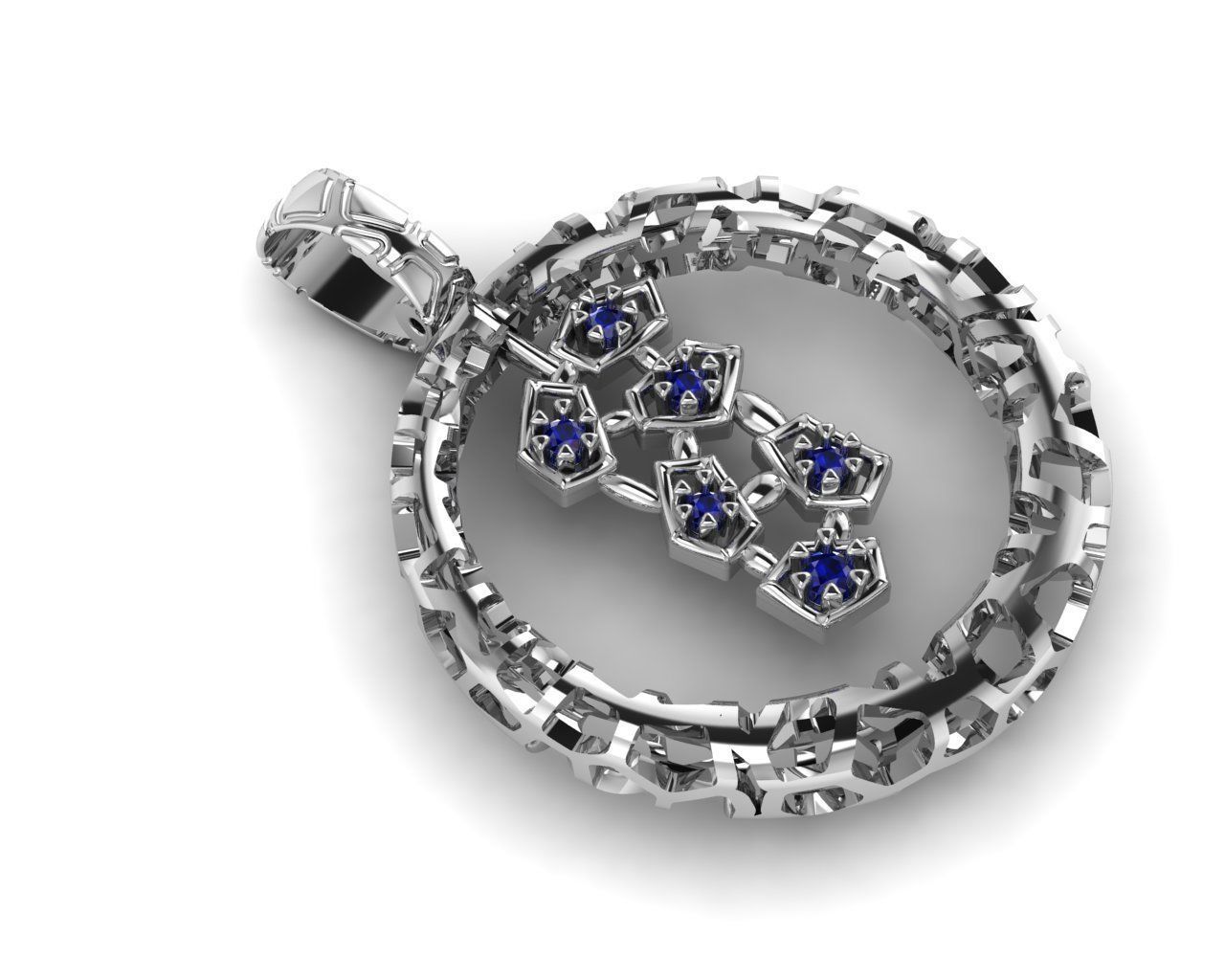 Pendant round diamonds voronoi diagram  3D print model_7