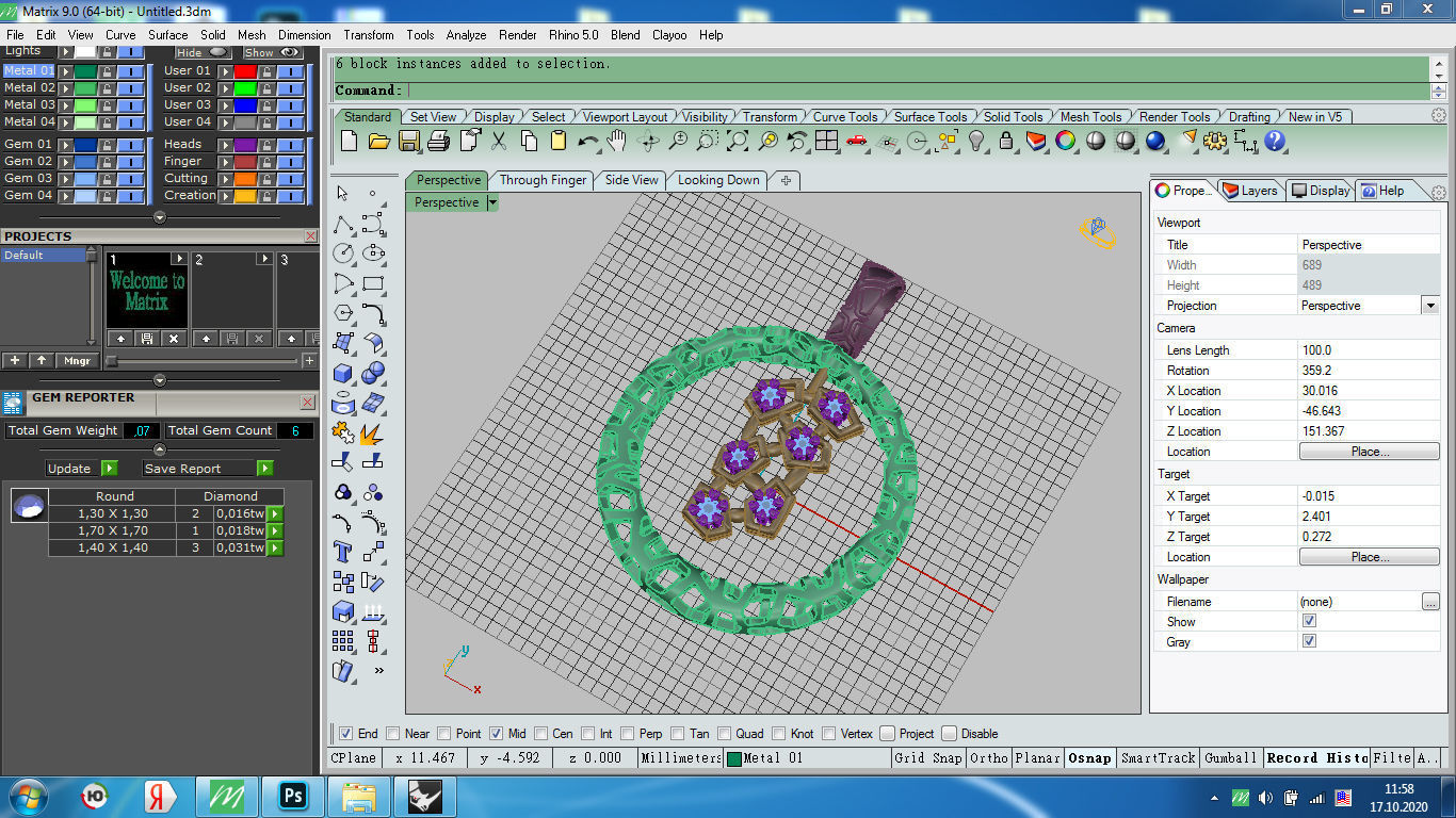 Pendant round diamonds voronoi diagram  3D print model_15