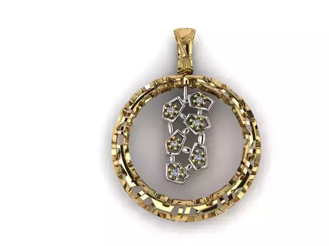 Pendant round diamonds voronoi diagram  3D print model Pendant round diamonds voronoi diagram  3D print model