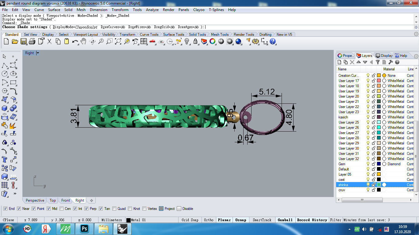 Pendant round diamonds voronoi diagram  3D print model_13