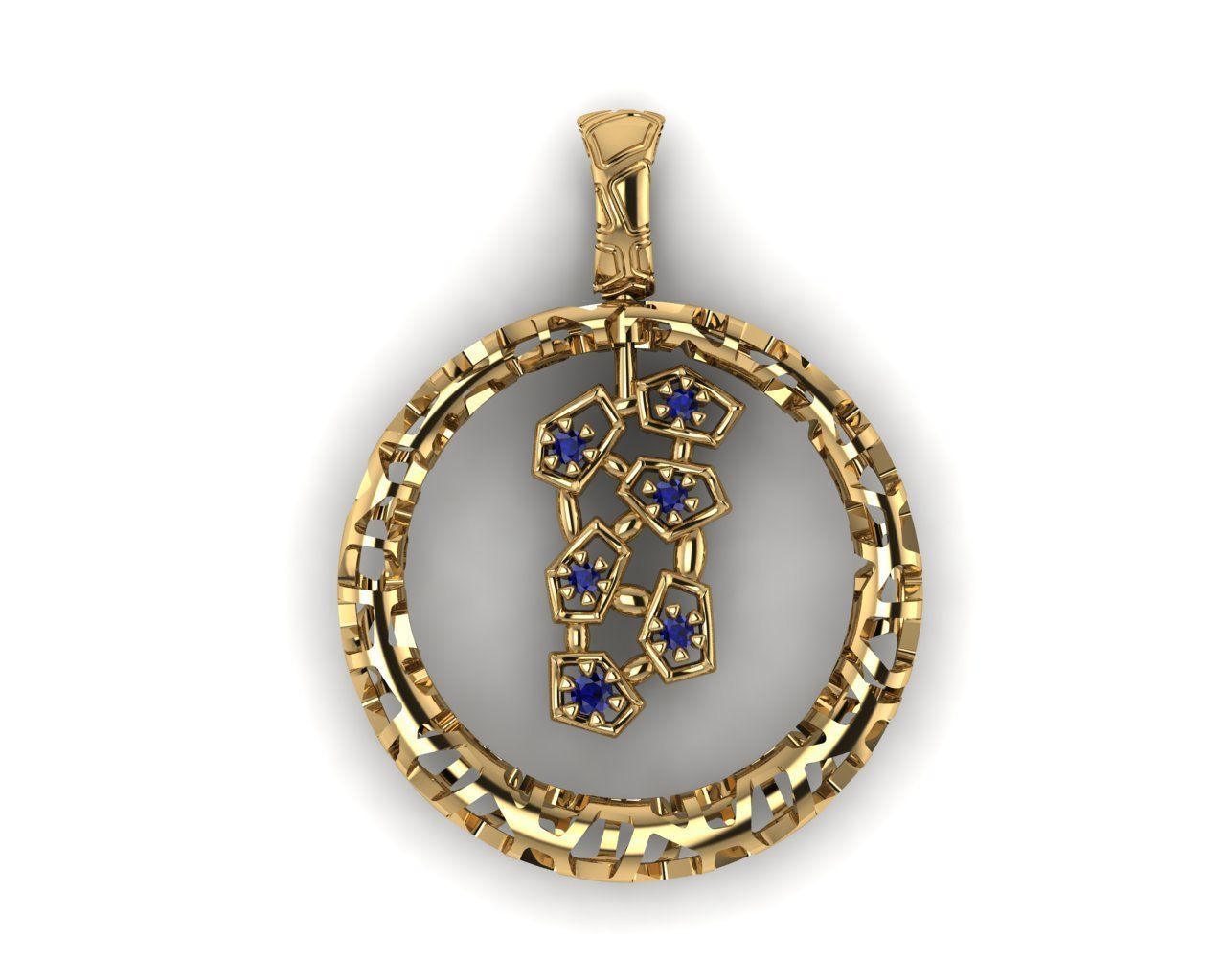 Pendant round diamonds voronoi diagram  3D print model_4