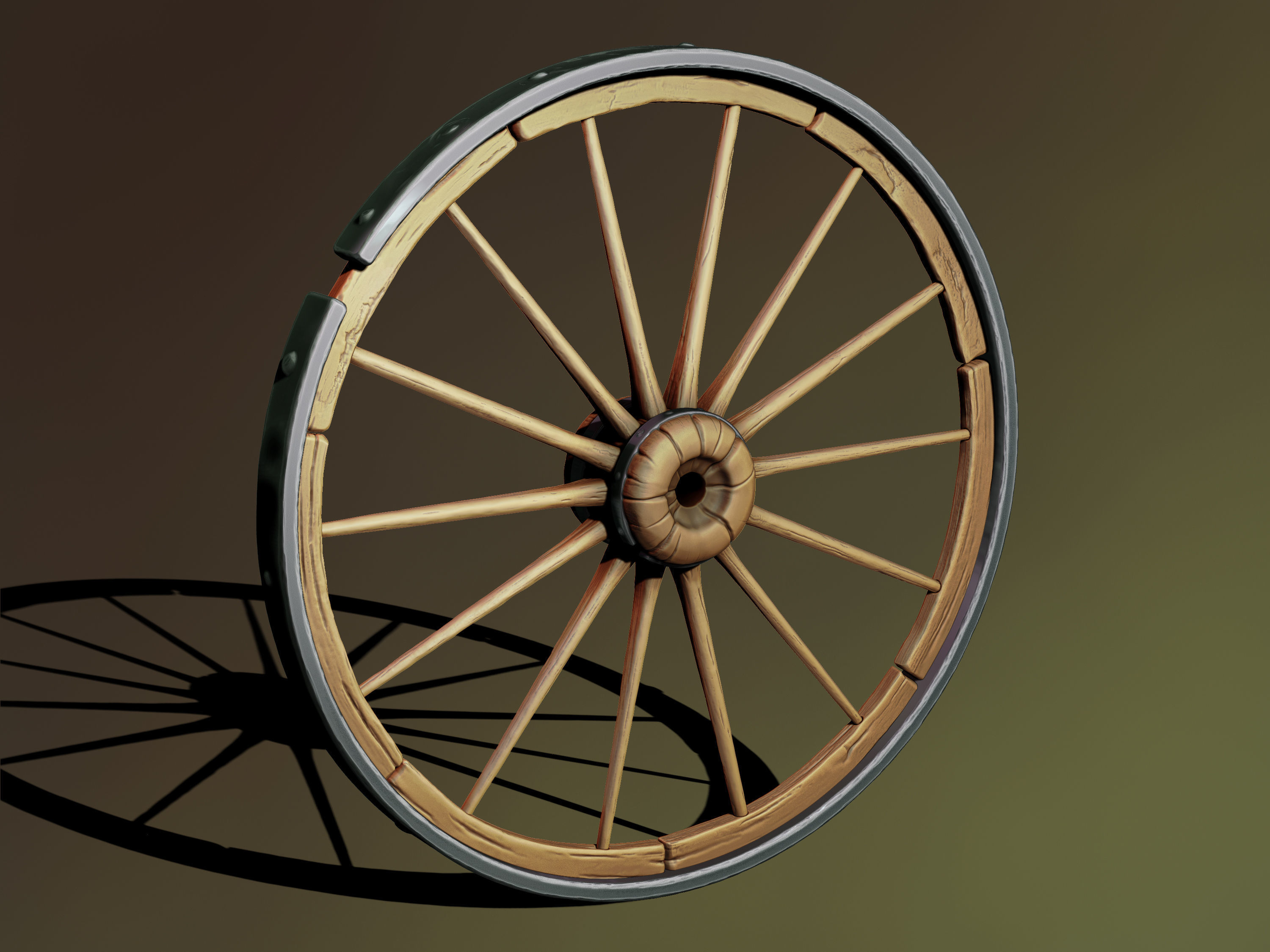 Wooden wheel 3d print Free 3D print model_1