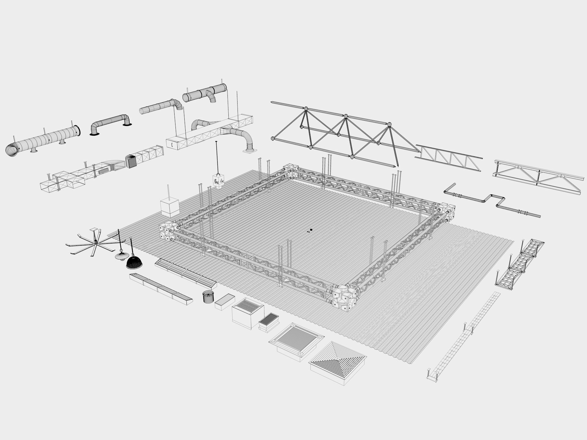 industrial Ceiling Pack 3D model_2