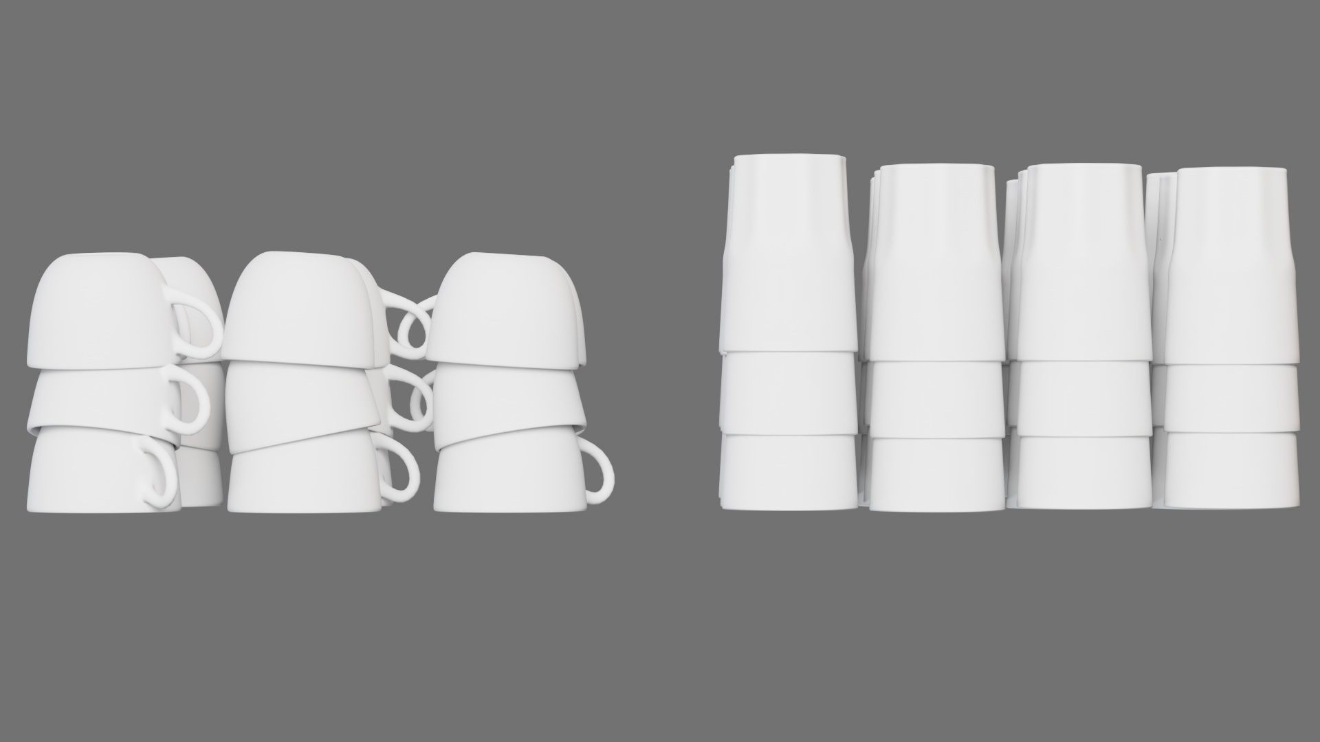 Glasses and cups set Low-poly 3D model_7