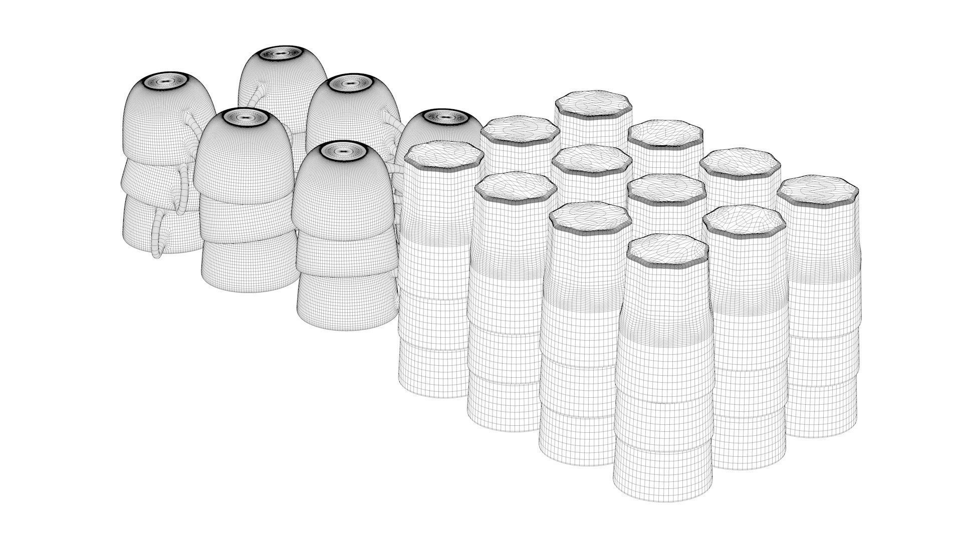 Glasses and cups set Low-poly 3D model_8