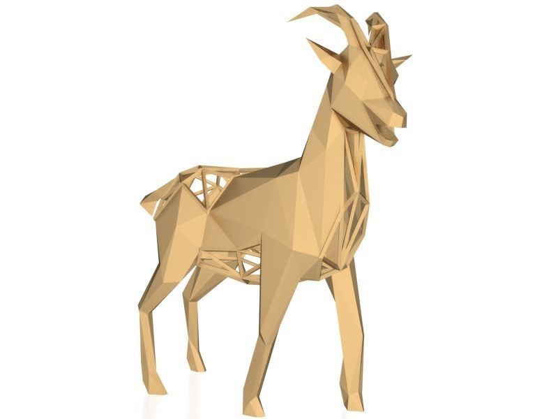 Polygonal Goat Parametric Low-poly 3D model_9