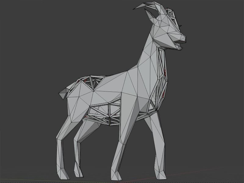 Polygonal Goat Parametric Low-poly 3D model_11