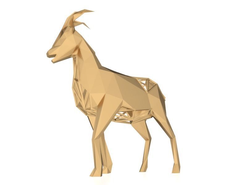 Polygonal Goat Parametric Low-poly 3D model_3