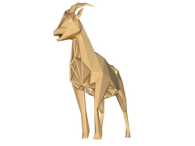 Polygonal Goat Parametric Low-poly 3D model_2