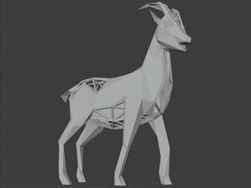 Polygonal Goat Parametric Low-poly 3D model_10