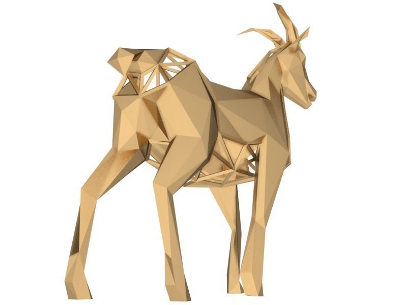 Polygonal Goat Parametric Low-poly 3D model_6