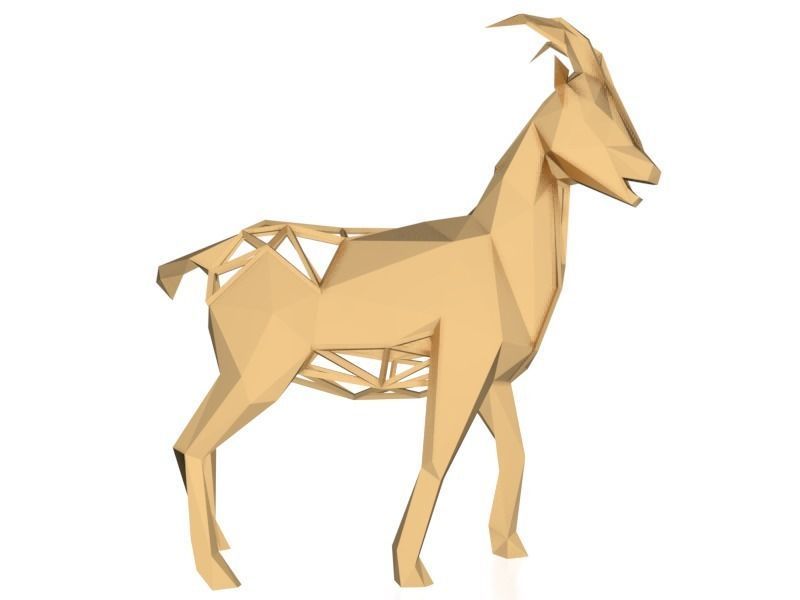 Polygonal Goat Parametric Low-poly 3D model_8