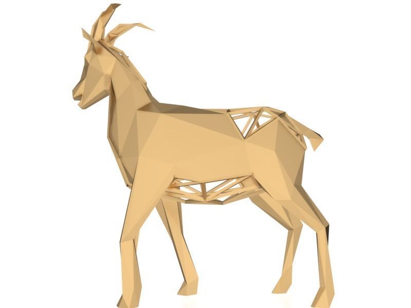 Polygonal Goat Parametric Low-poly 3D model_4