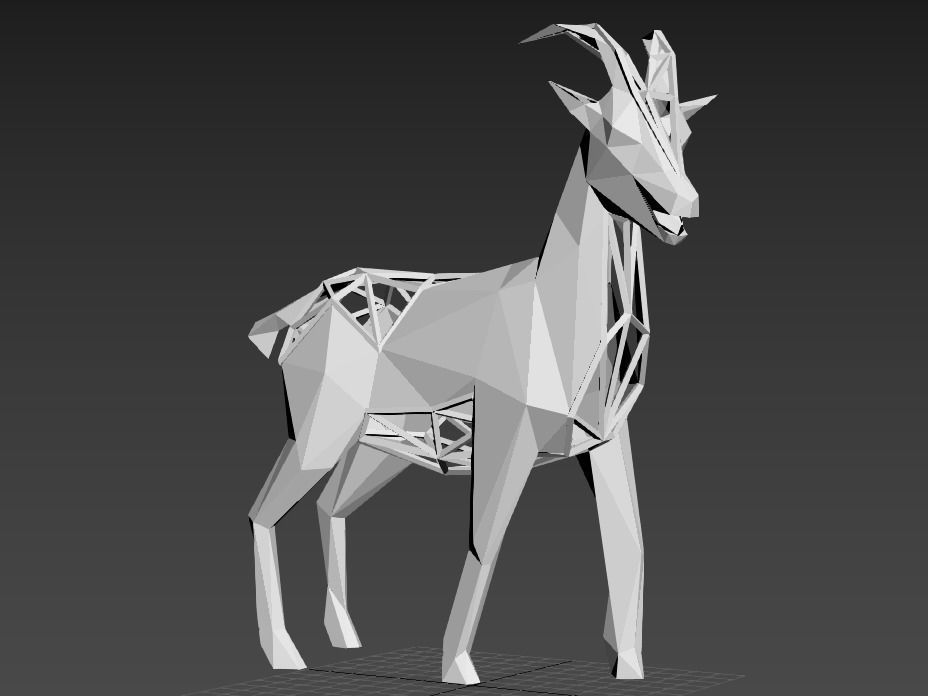 Polygonal Goat Parametric Low-poly 3D model_12