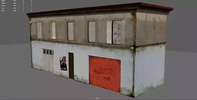 Lowpoly Building with garage