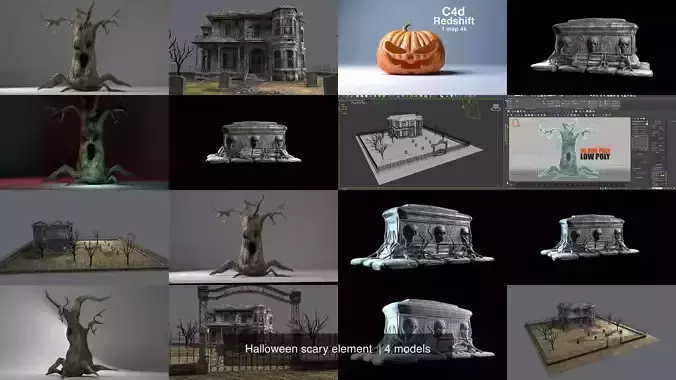 Halloween scary element  3D Model Collection