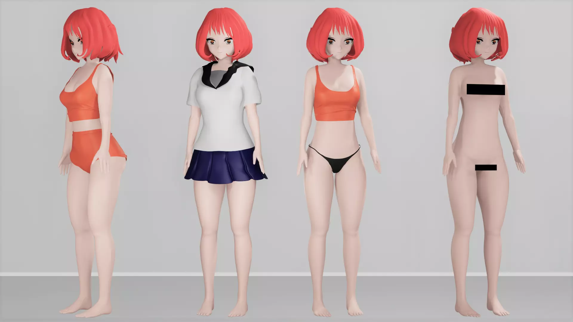 Anime Character Cute Girl Low-poly 3D model