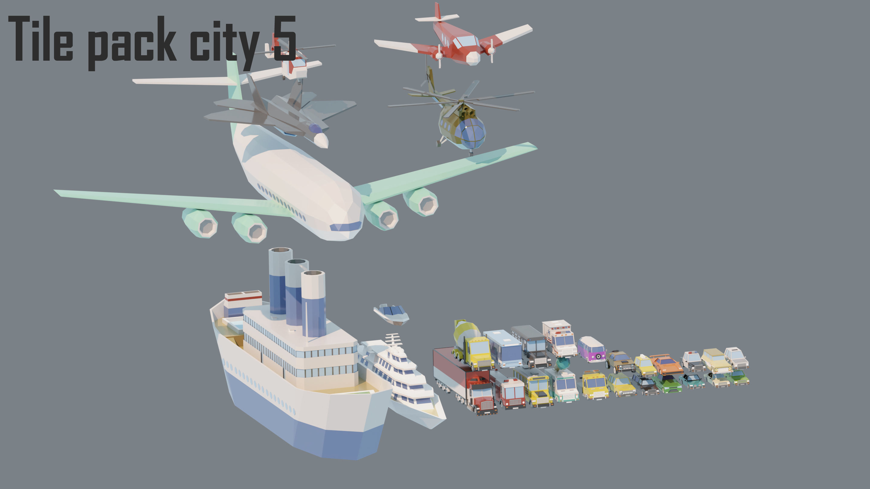 City low Poly 5 Tile pack  Low-poly 3D model_22