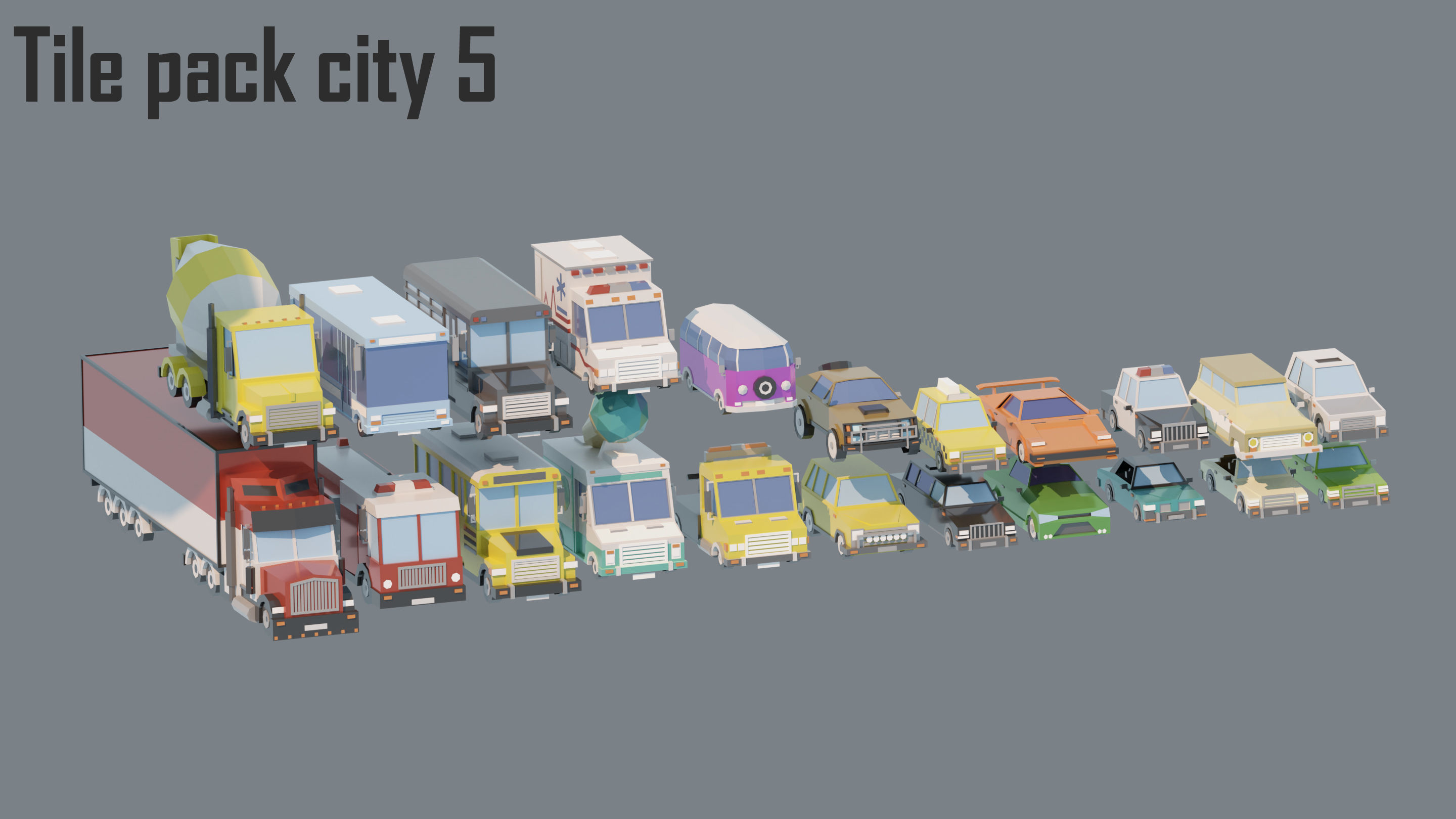 City low Poly 5 Tile pack  Low-poly 3D model_24