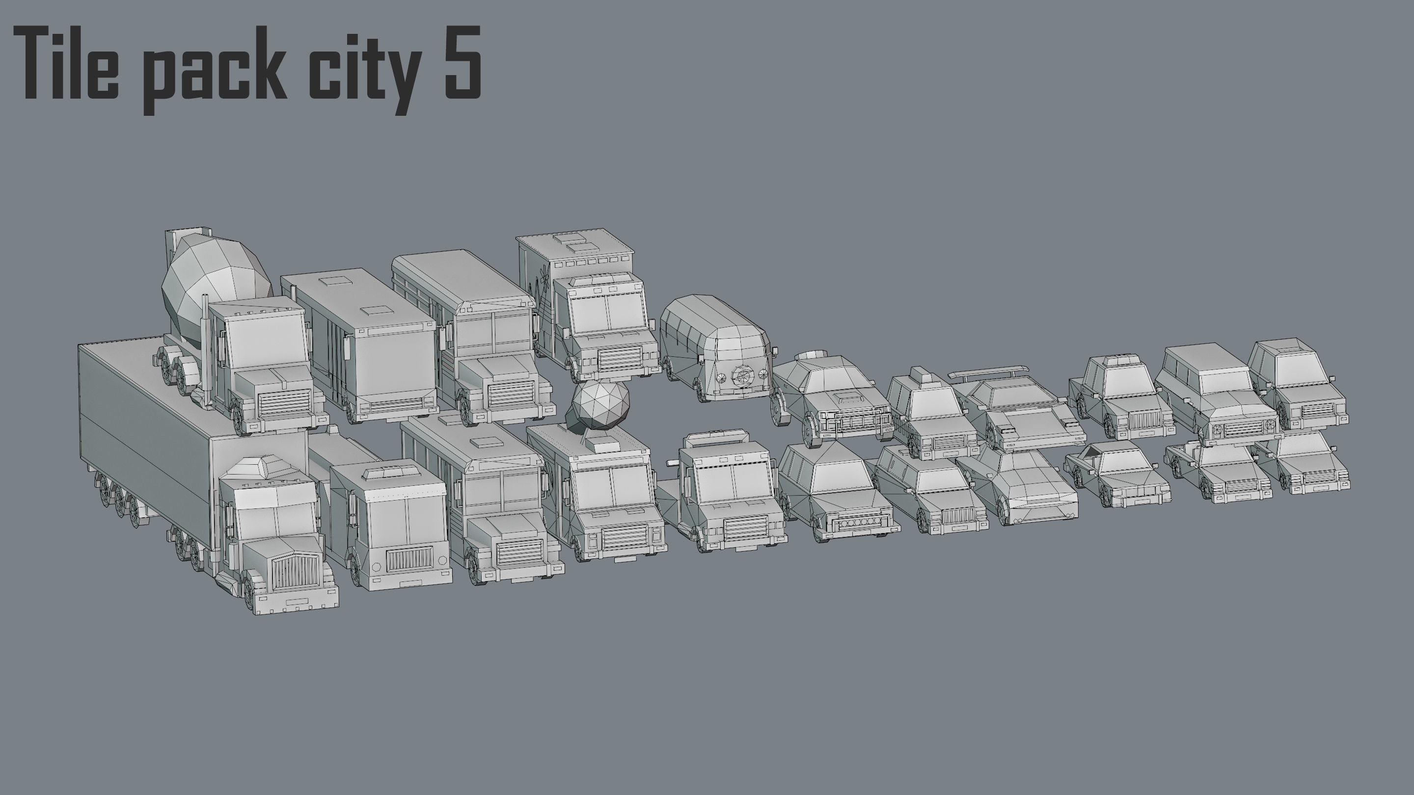 City low Poly 5 Tile pack  Low-poly 3D model_23