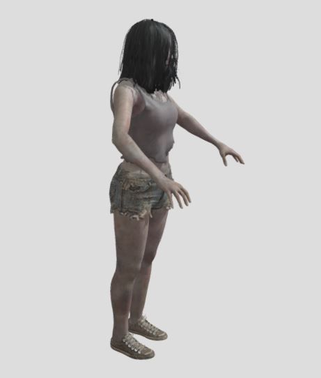 female creepy zombie horror enemy 3D print model_3