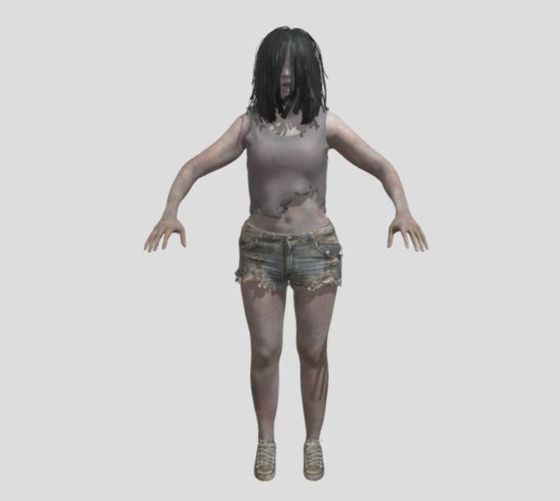 female creepy zombie horror enemy 3D print model_1