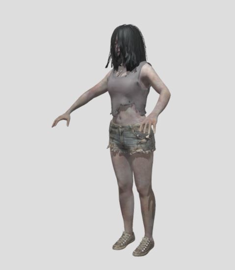 female creepy zombie horror enemy 3D print model_5