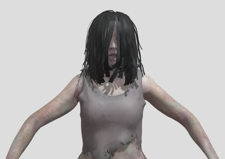 female creepy zombie horror enemy 3D print model_2